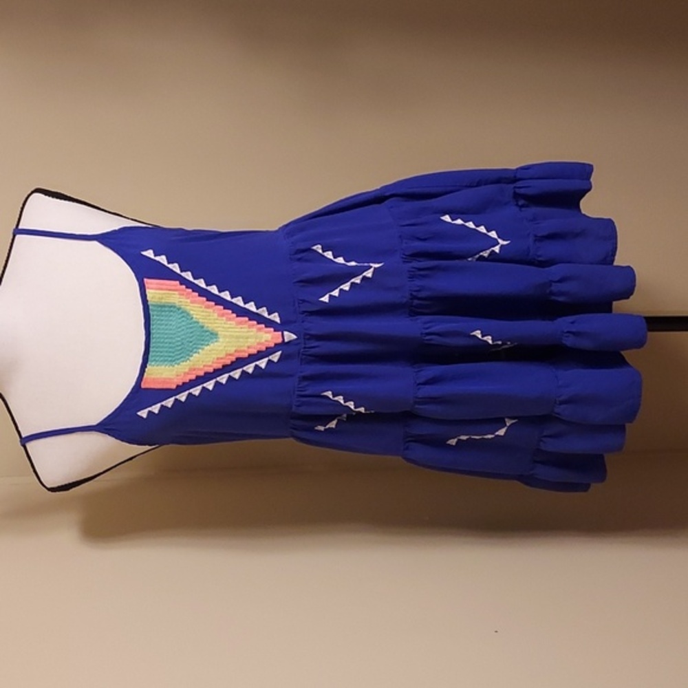 Lulumari Blue and Orange Mini Dress